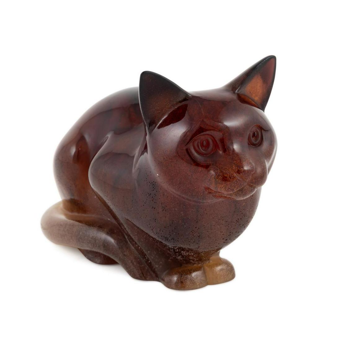LARGE DAUM FRANCE AMBER CAT FIGURE (1 of 7)