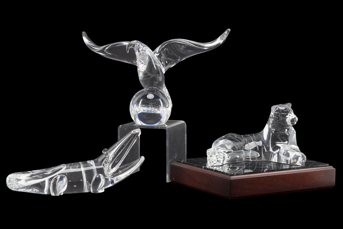 THREE STEUBEN CRYSTAL ANIMAL FIGURINES (1 of 5)