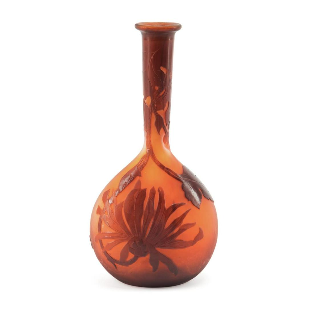GALLE AMBER TO ORANGE CAMEO GLASS BUD VASE (1 of 7)