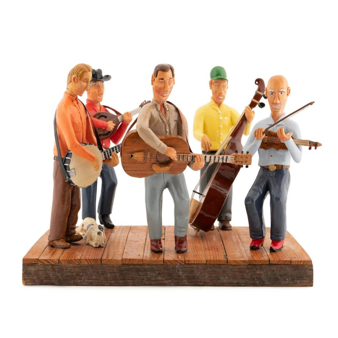 5PC FOLK ART BLUEGRASS BAND WOODEN SCULPTURE (1 of 8)
