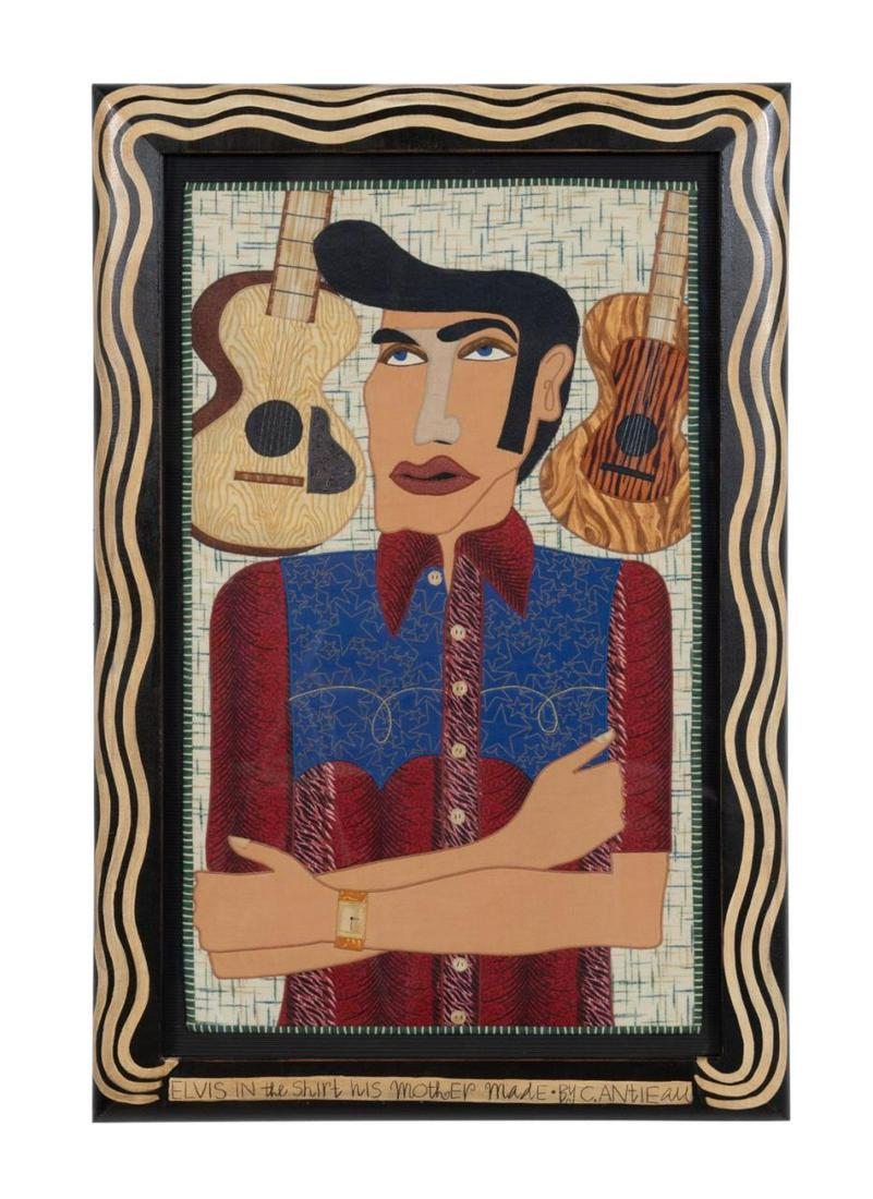 ROBERTS-ANTIEAU, ELVIS FABRIC PAINTING W/ FRAME (1 of 4)