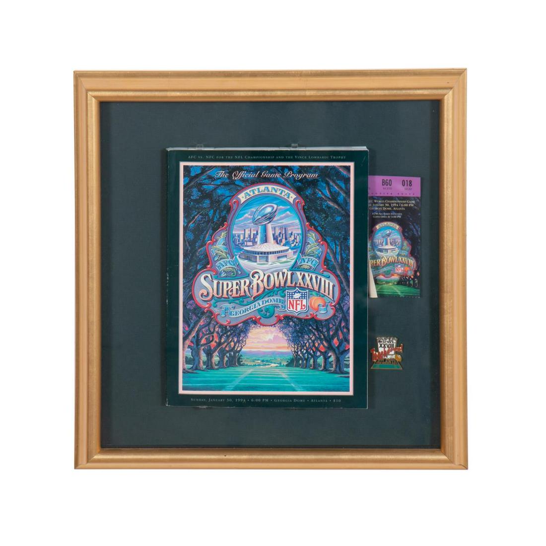 SUPER BOWL 28 FRAMED PROGRAM, STUB, & PIN (1 of 5)