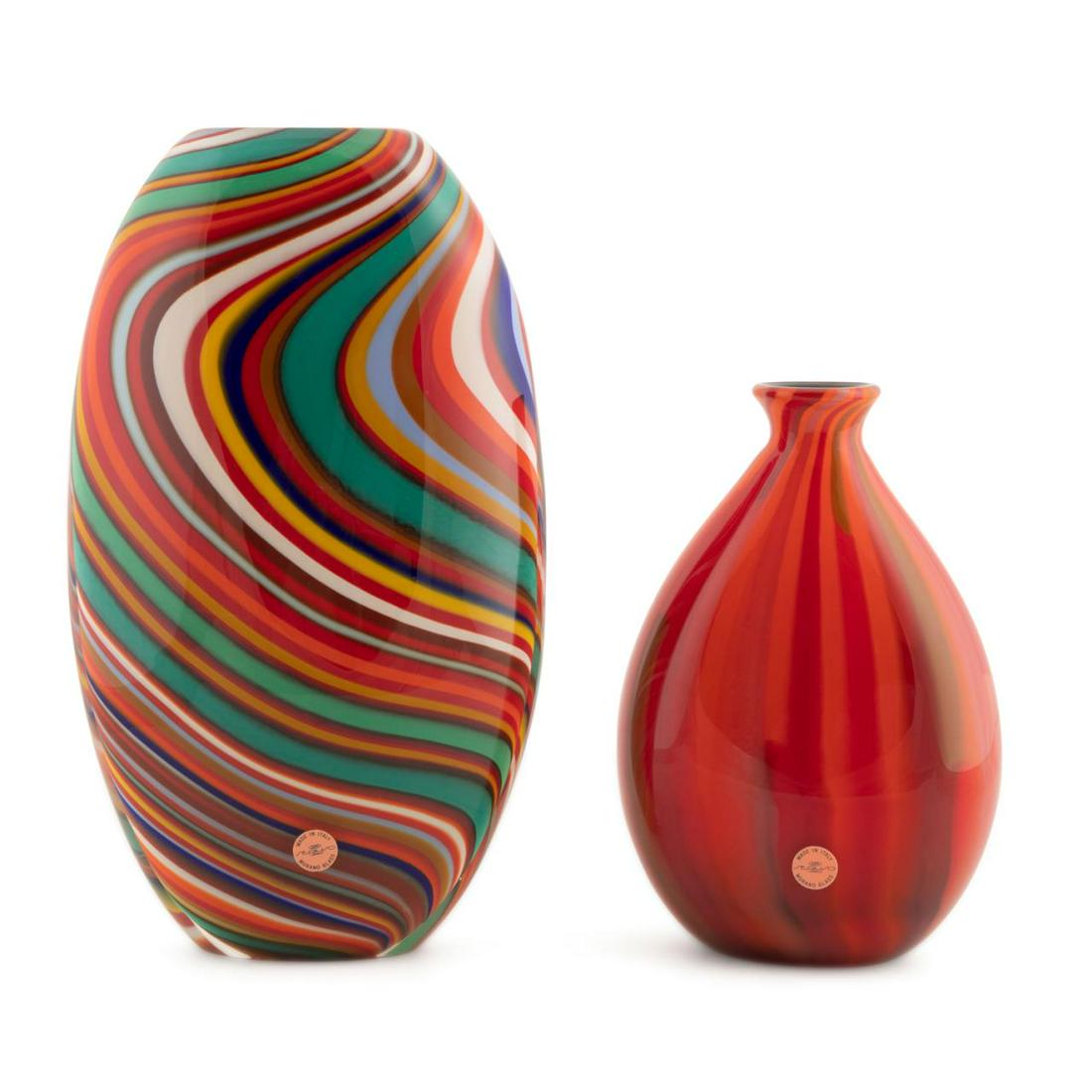 TWO SEGUSO VIRO MURANO LIMITED EDITION GLASS VASES (1 of 11)