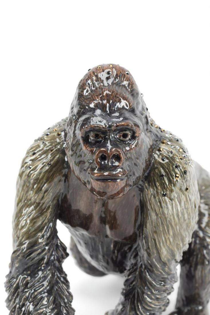JAY STRONGWATER KONG SILVERBACK GORILLA FIGURINE: Jay Strongwater (American 1995), "Kong" silverback gorilla figurine, in pewter, enamel, and accented in crystals, maker's marks and number 19/350 to underside. Provenance: From the Private Collection 