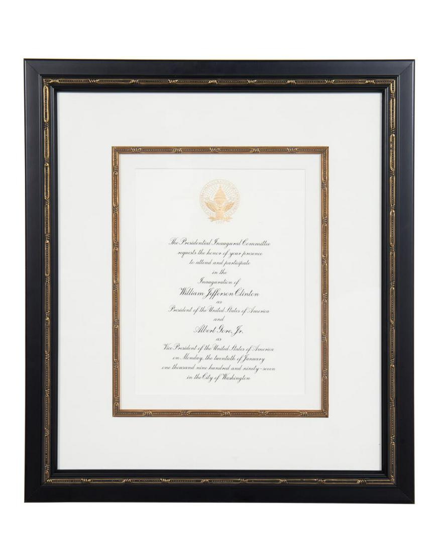 FRAMED BILL J. CLINTON INAUGURATION INVITATION (1 of 2)