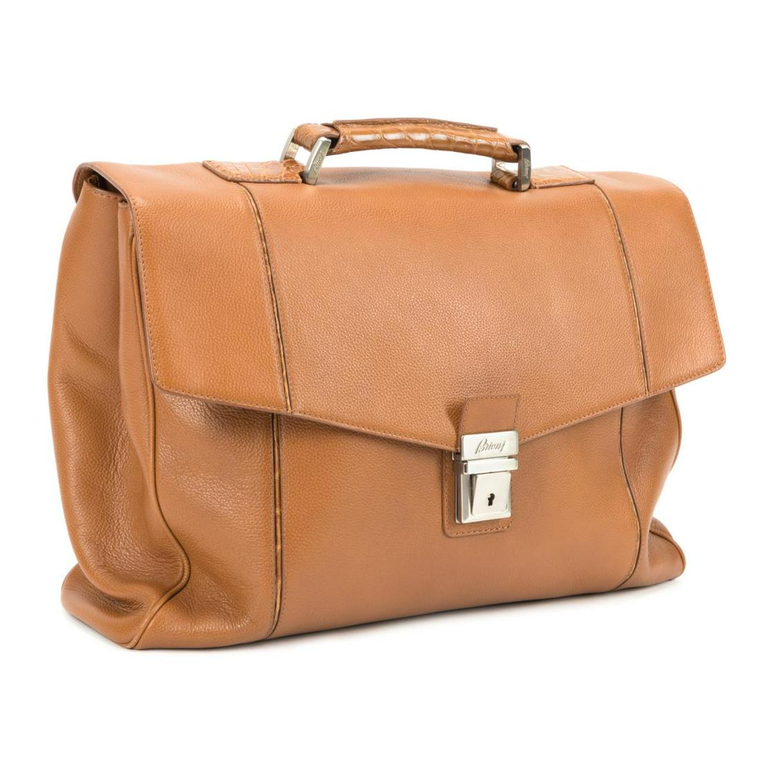 BRIONI ITALIAN LEATHER BRIEFCASE W/ DUST BAG (1 of 9)