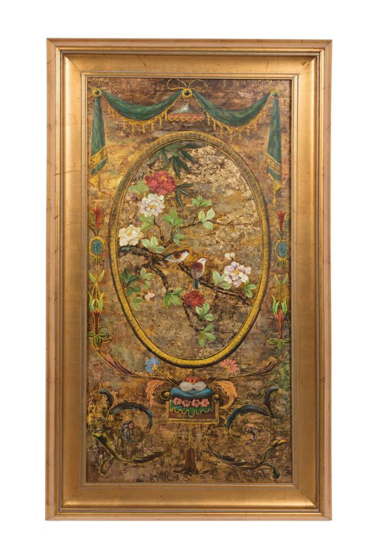 FAUX PAINTED TAPESTRY ON CANVAS, SIGNED & FRAMED (1 of 8)