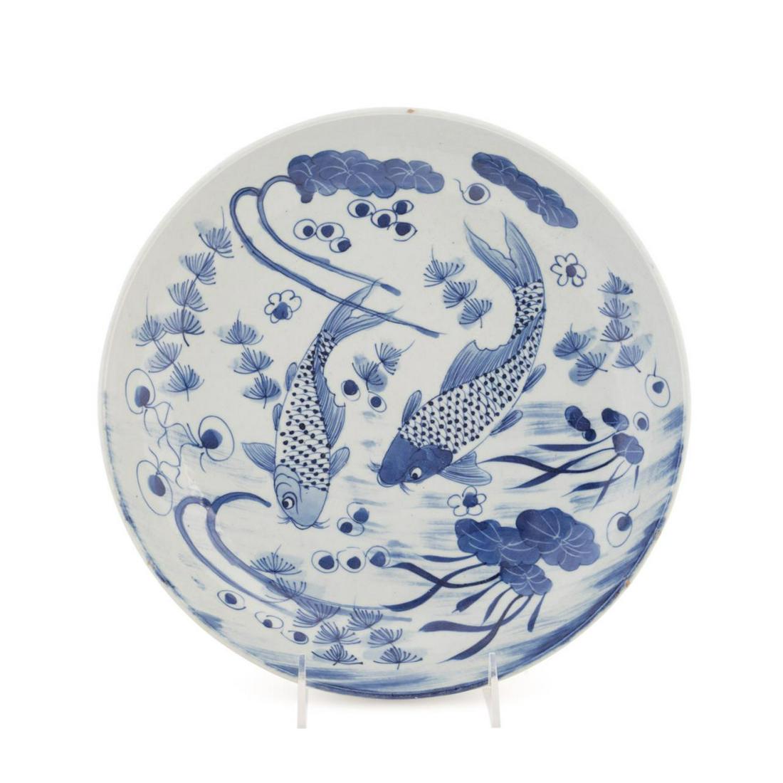 CHINESE BLUE AND WHITE LOTUS POND CHARGER (1 of 4)