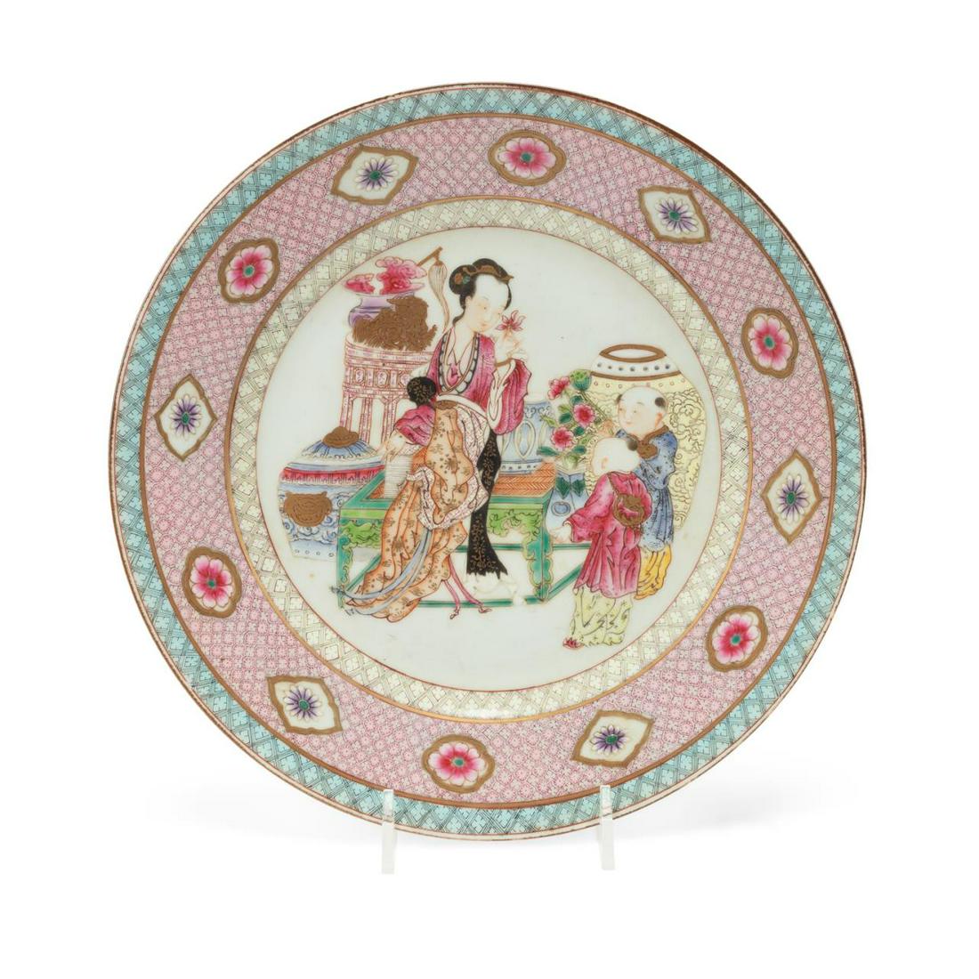CHINESE FAMILLE ROSE IMMORTAL PLATE (1 of 7)