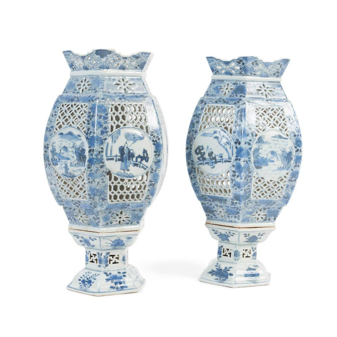PAIR CHINESE BLUE & WHITE WEDDING LANTERNS (1 of 14)
