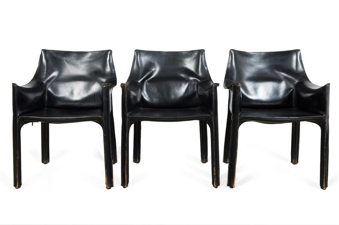 THREE CASSINA BLACK LEATHER 'CAB' ARMCHAIRS (1 of 6)