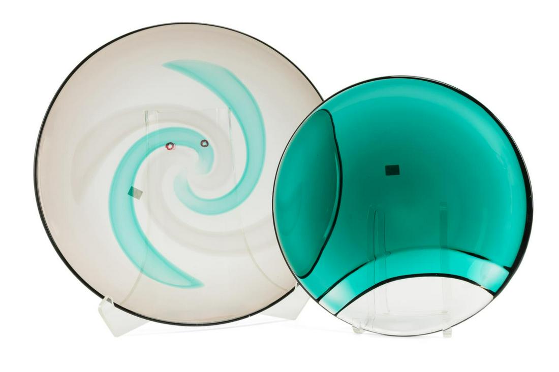TWO SALVIATI MURANO GLASS CHARGERS (1 of 7)