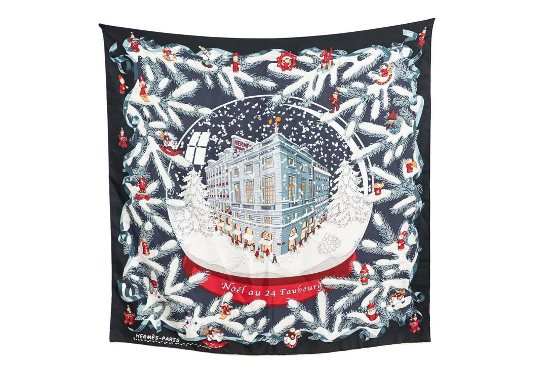 HERMES "NOEL AU 24 FAUBOURG" CHRISTMAS SCARF, 2004 (1 of 8)
