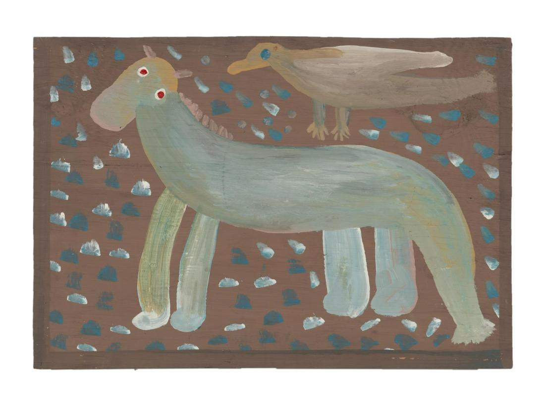 ATTR. TO MOSE TOLLIVER HORSE & BIRD FOLK ART, O/B (1 of 3)