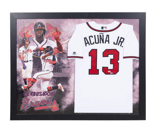 Ronald Acuna Jr. Signed Framed Braves Nike Baseball Jersey NL Roy