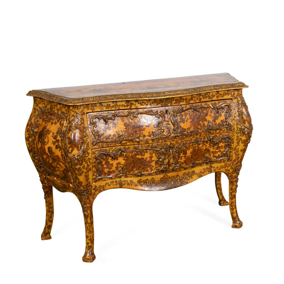 ITALIAN DECOUPAGE YELLOW TWO DRAWER COMMODE (1 of 9)