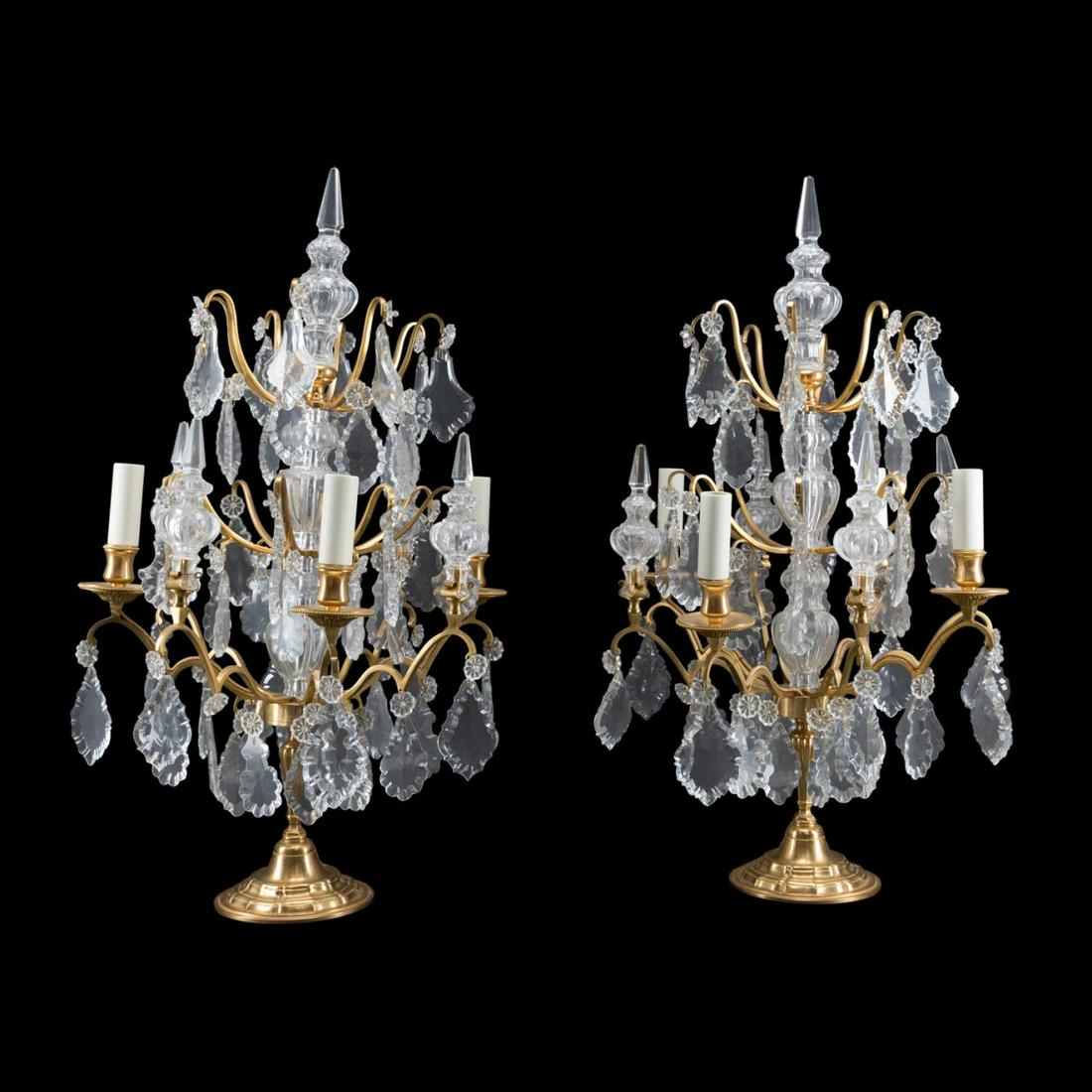 PAIR OF LOUIS XV STYLE ORMOLU & CRYSTAL GIRANDOLES (1 of 6)