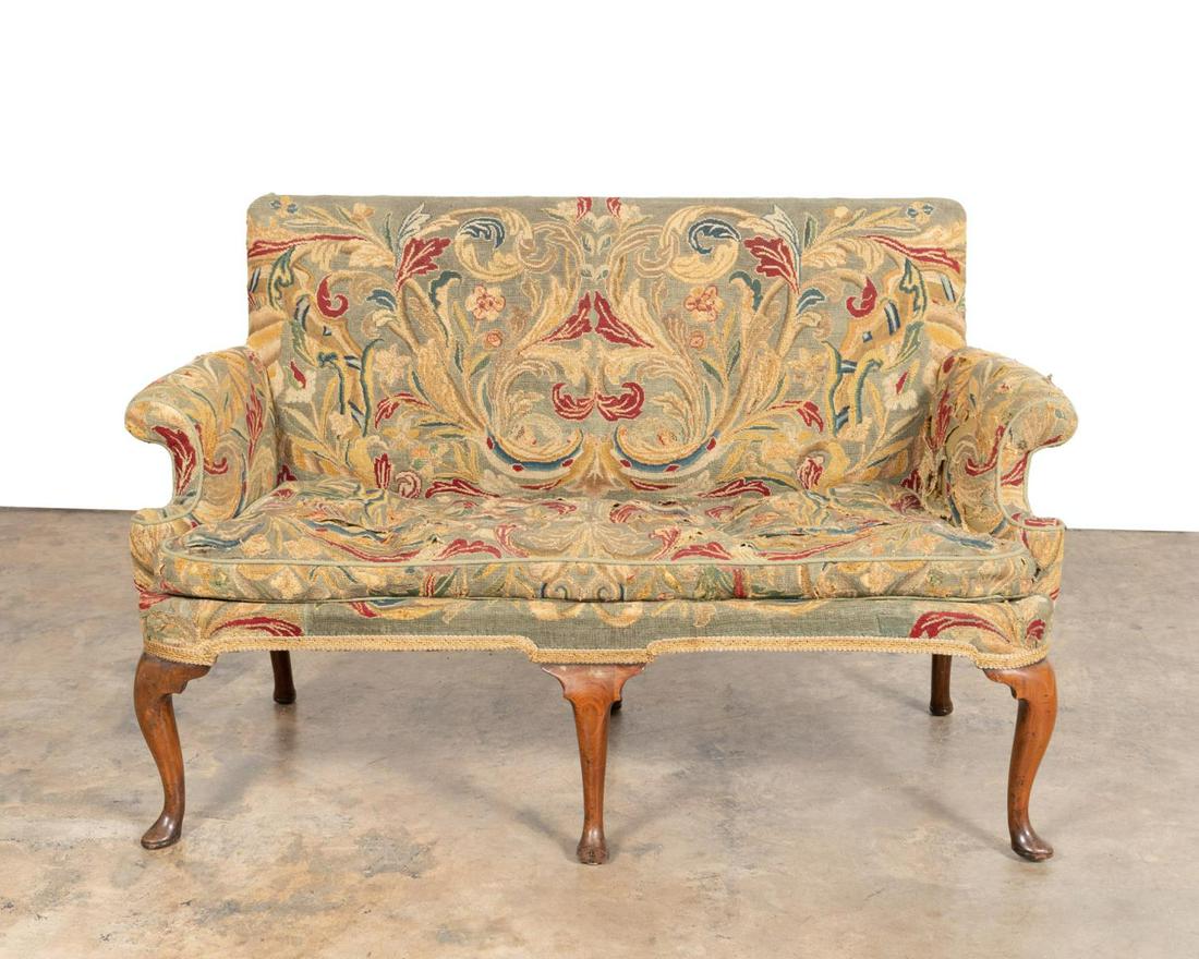 18TH C. QUEEN ANNE MAHOGANY TAPESTRY SETTEE (1 of 6)