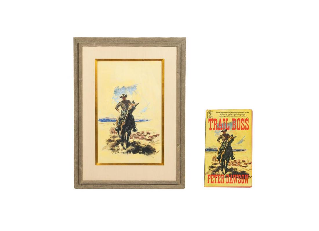 ROBERT ABBETT, "MOVIN' IN THE BLUE" GOUACHE + BOOK (1 of 4)