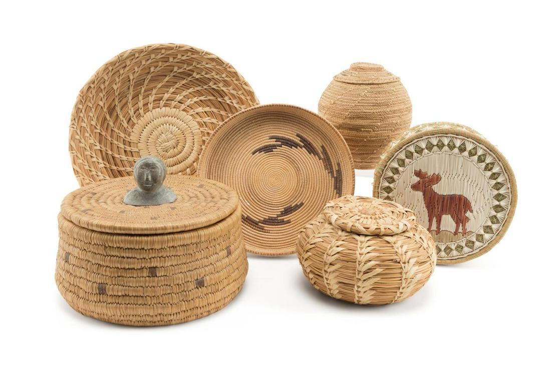 SIX HAND WOVEN NATIVE AMERICAN BASKETS (1 of 7)