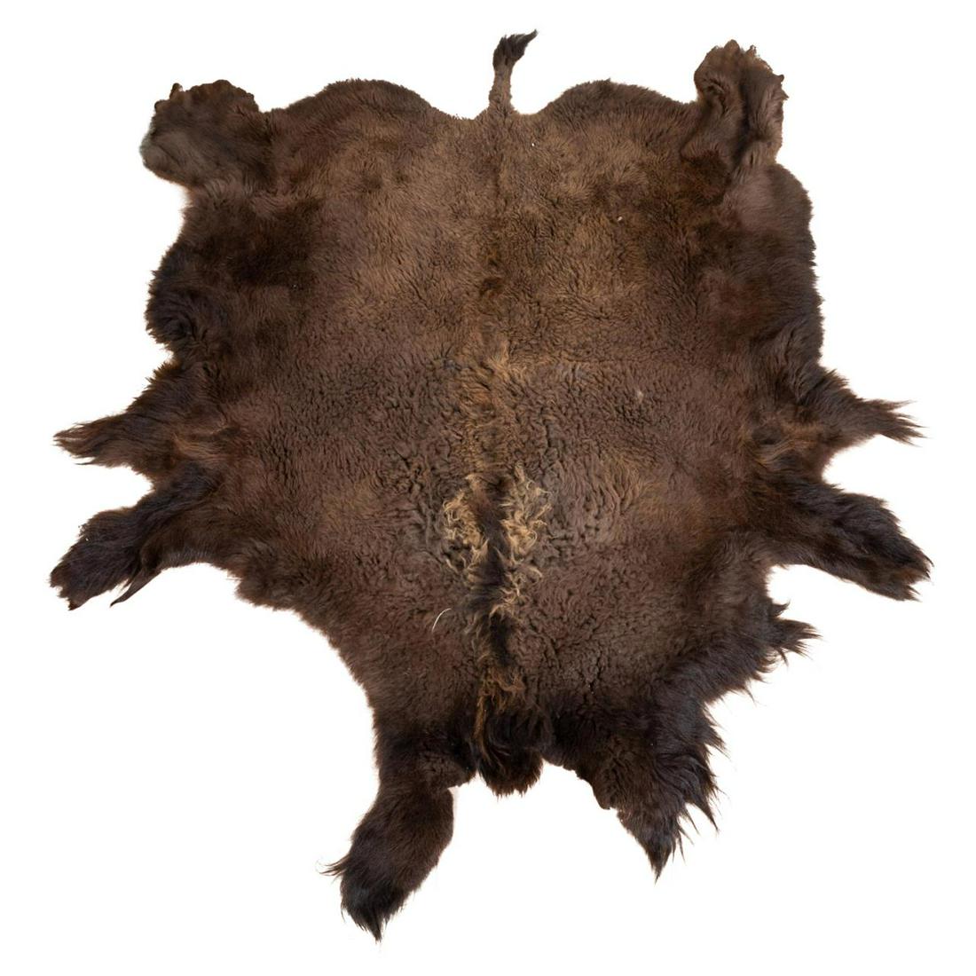 TANNED AMERICAN BUFFALO HIDE RUG, 9'x7' (1 of 5)