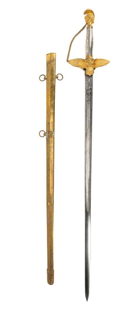 AMES MILITIA OFFICER'S GILT SWORD & SHEATH (1 of 10)