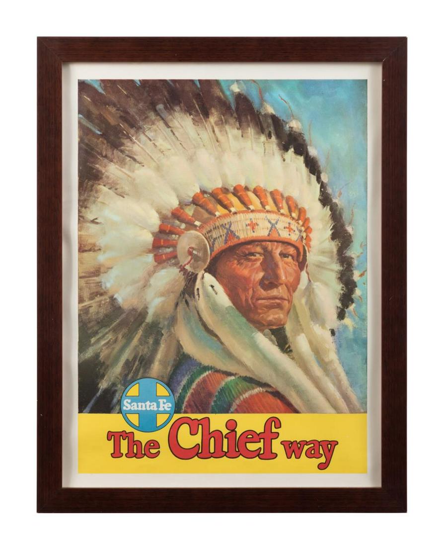 RAILROAD POSTER, "THE CHIEF WAY", FRAMED, C. 1945 (1 of 5)