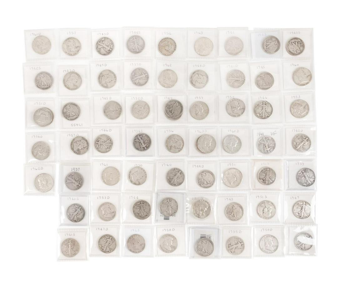 66 US HALF DOLLAR COINS LIBERTY & FRANKLIN (1 of 7)