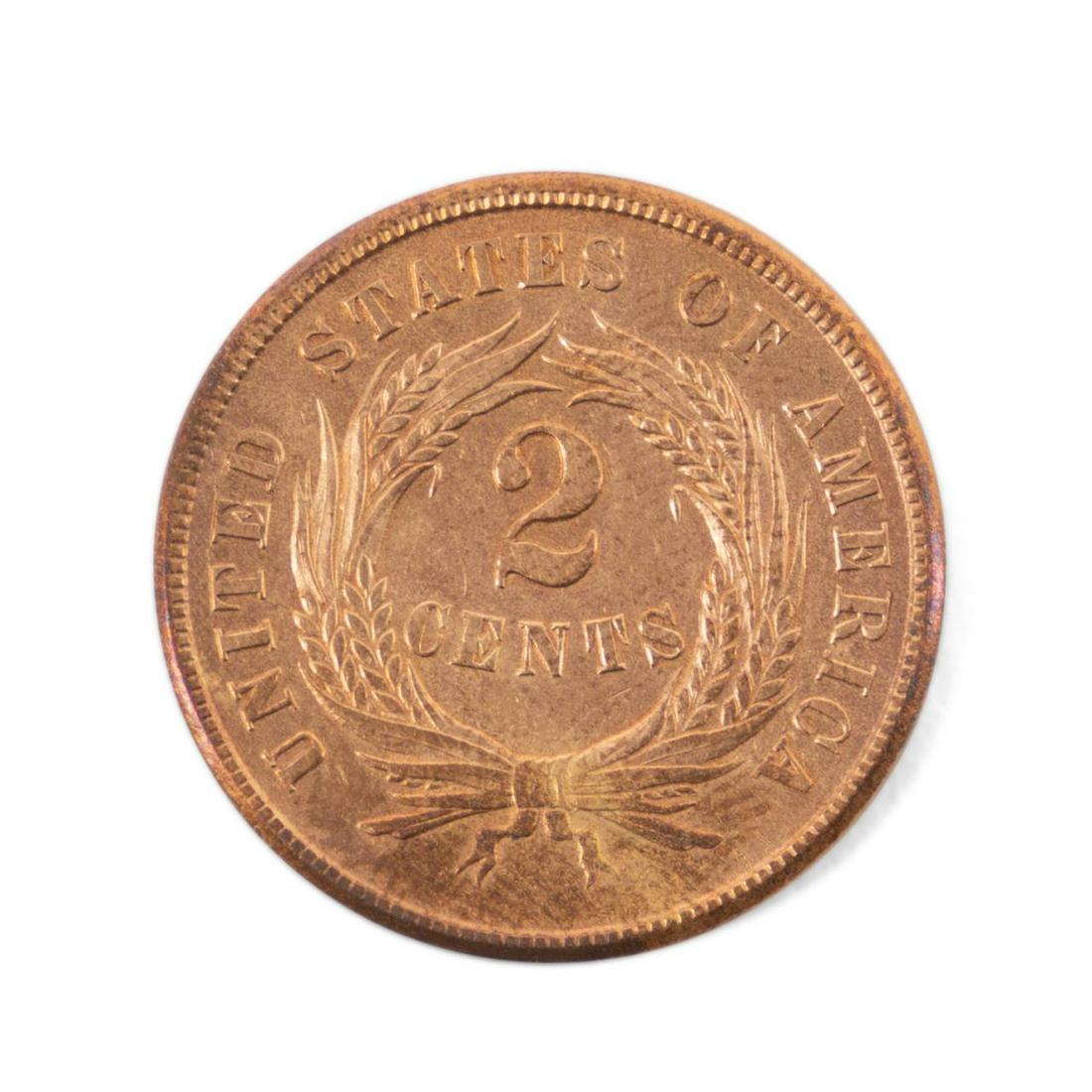 1865 US SHIELD 2 CENT COIN W/ LARGE MOTTO, UNC RD (1 of 2)