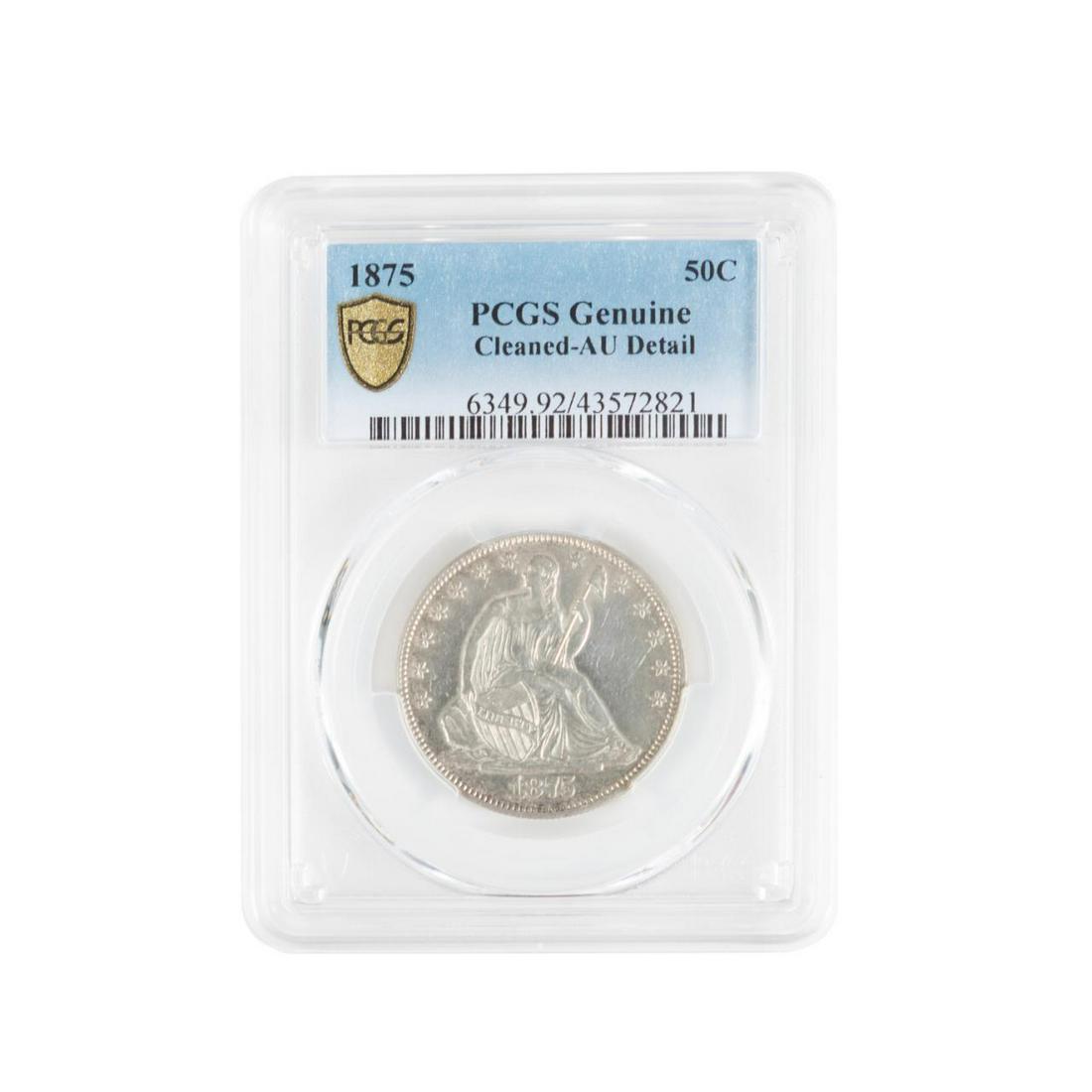 1875 US SEATED LIBERTY 50 CENT COIN PCGS AU DET (1 of 2)