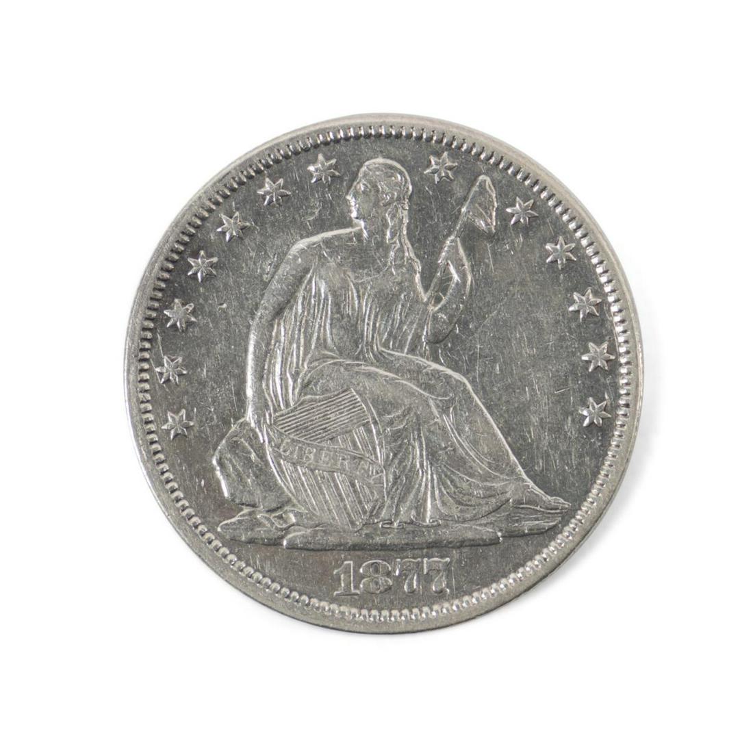 1877 US SEATED LIBERTY 50 CENT COIN UNC (1 of 2)