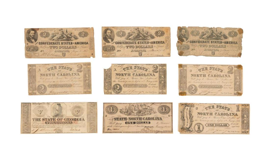 9PCS CONFEDERATE STATES & OBSOLETE CURRENCY (1 of 4)