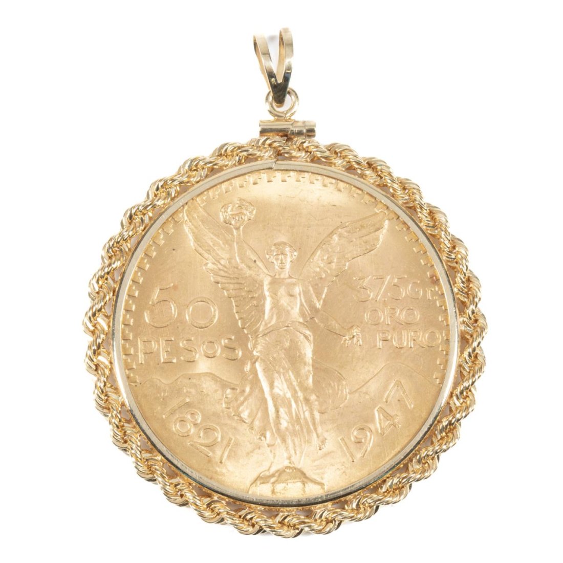 1947 MEXICO 50 PESOS GOLD COIN PENDANT, RESTRIKE (1 of 2)