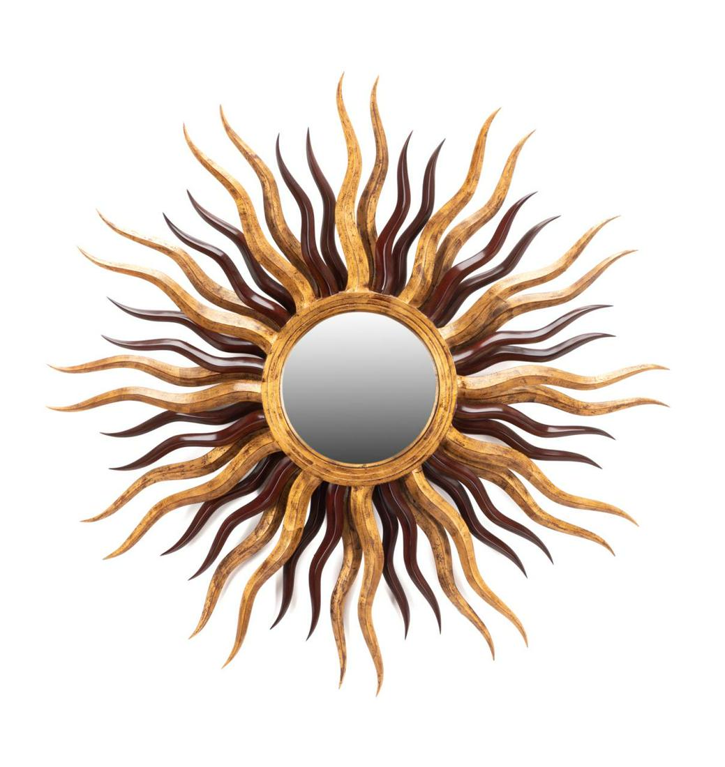 CHRISTOPHER GUY GILT & MAHOGANY STARBURST MIRROR (1 of 4)