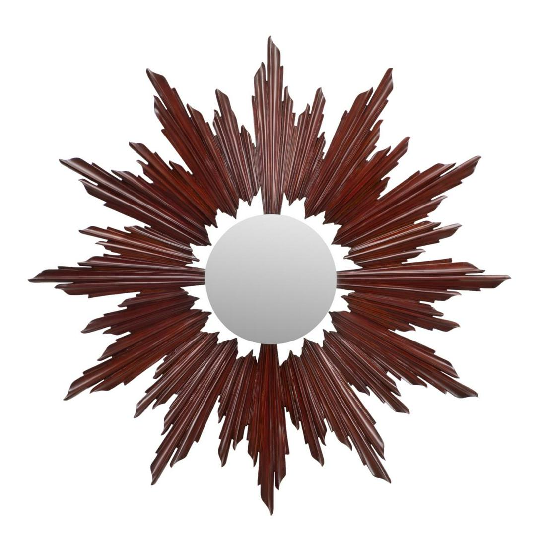 MID-CENTURY MODERN STYLE MAHOGANY SUNBURST MIRROR (1 of 5)