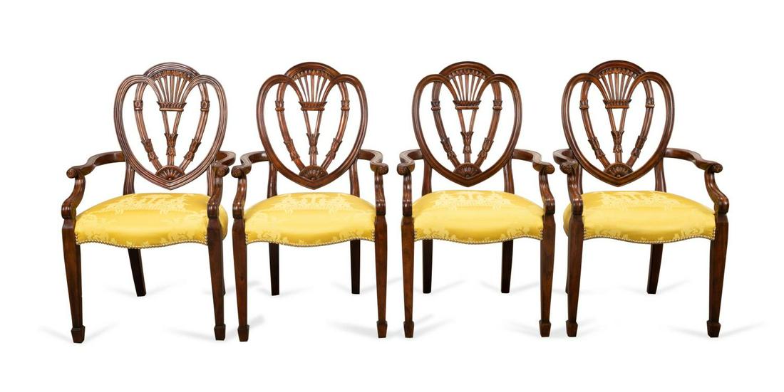 FOUR THEODORE ALEXANDER SHIELD BACK ARMCHAIRS (1 of 3)