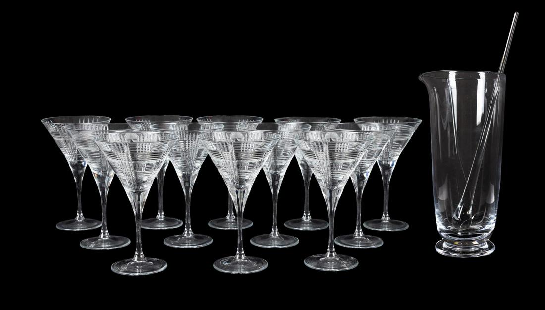 RALPH LAUREN MARTINI PITCHER W/12 GLASSES (1 of 7)