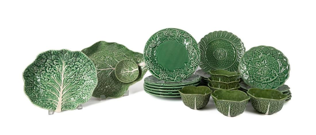27PCS GREEN FIGURAL MAJOLICA TABLEWARE (1 of 13)
