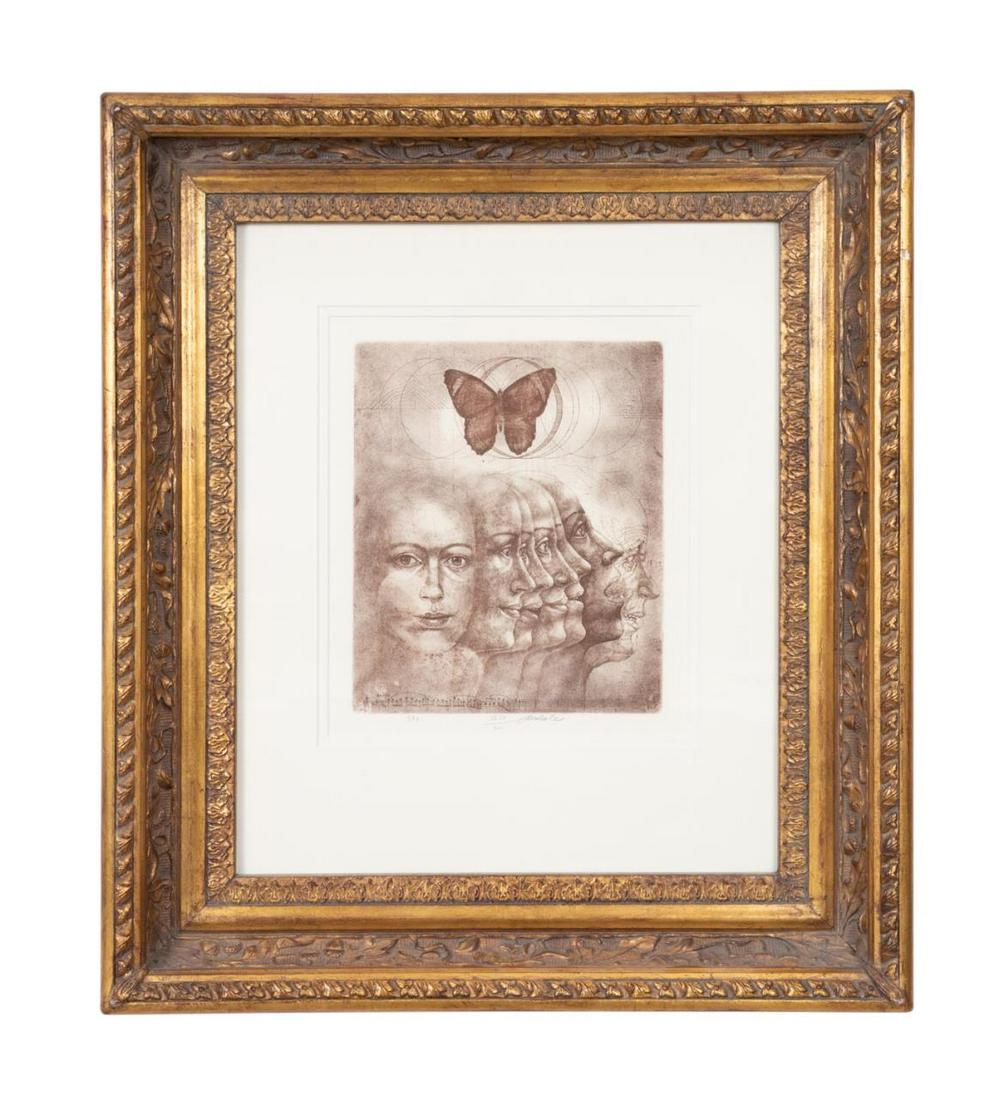 JIRI ANDERLE "GIRL AND MOTH" FRAMED ETCHING (1 of 5)
