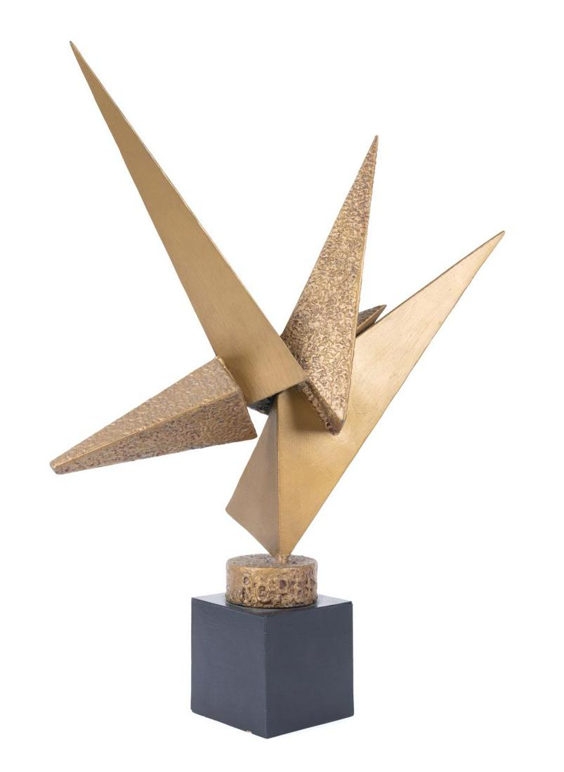 AMERICAN SCHOOL GEOMETRIC SCULPTURE, SIGNED (1 of 9)