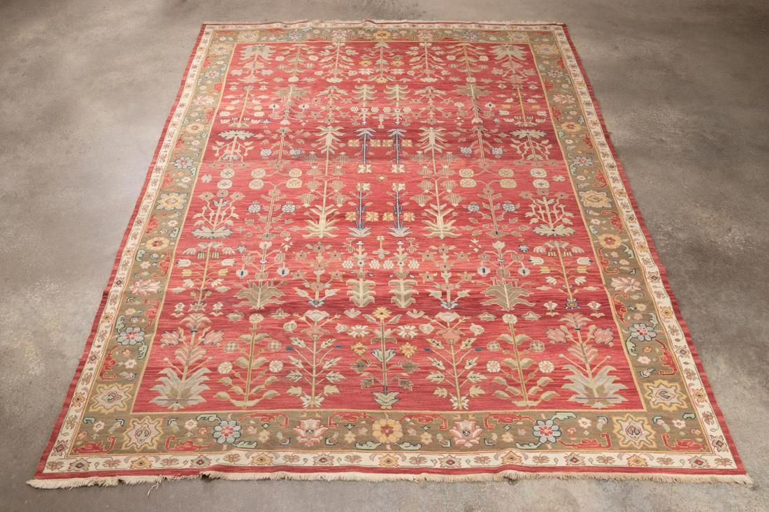 HAND WOVEN WOOL FLORAL SOUMAK CARPET, 12 X 9 (1 of 5)