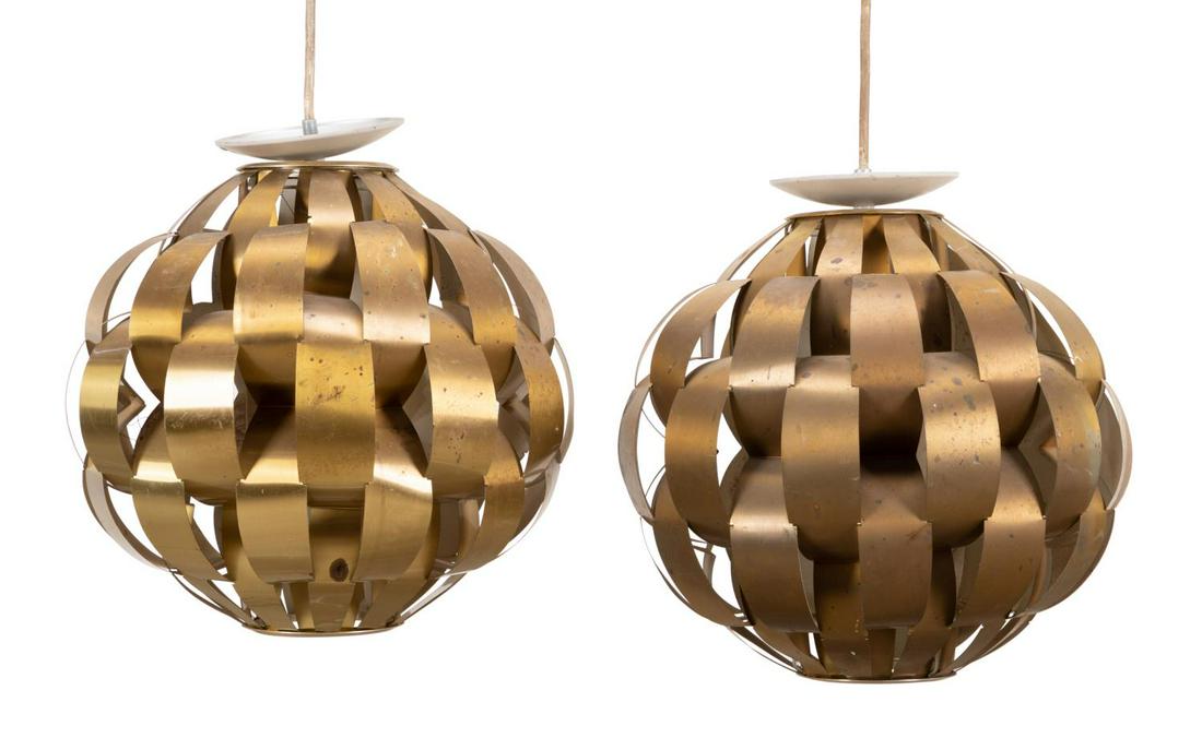 PR STYLE OF MAX SAUZE BRASS RIBBON PENDANT LIGHTS (1 of 4)