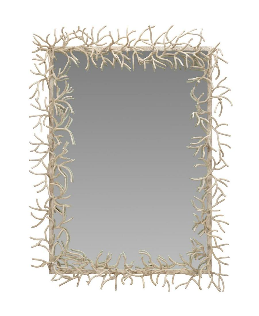 MCM STYLE WHITE PAINTED METAL HANGING MIRROR (1 of 3)