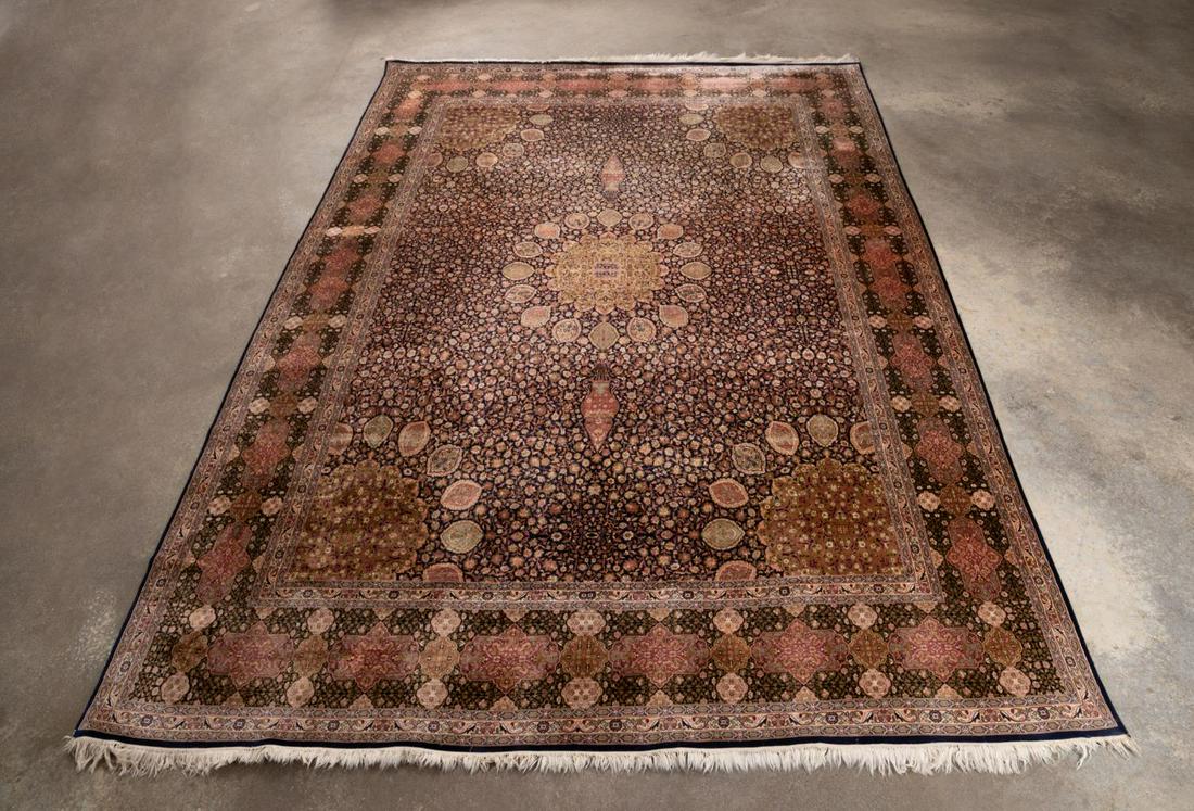 HAND KNOTTED SILK ON SILK INDO-ARDABIL RUG, 13 x 9 (1 of 5)