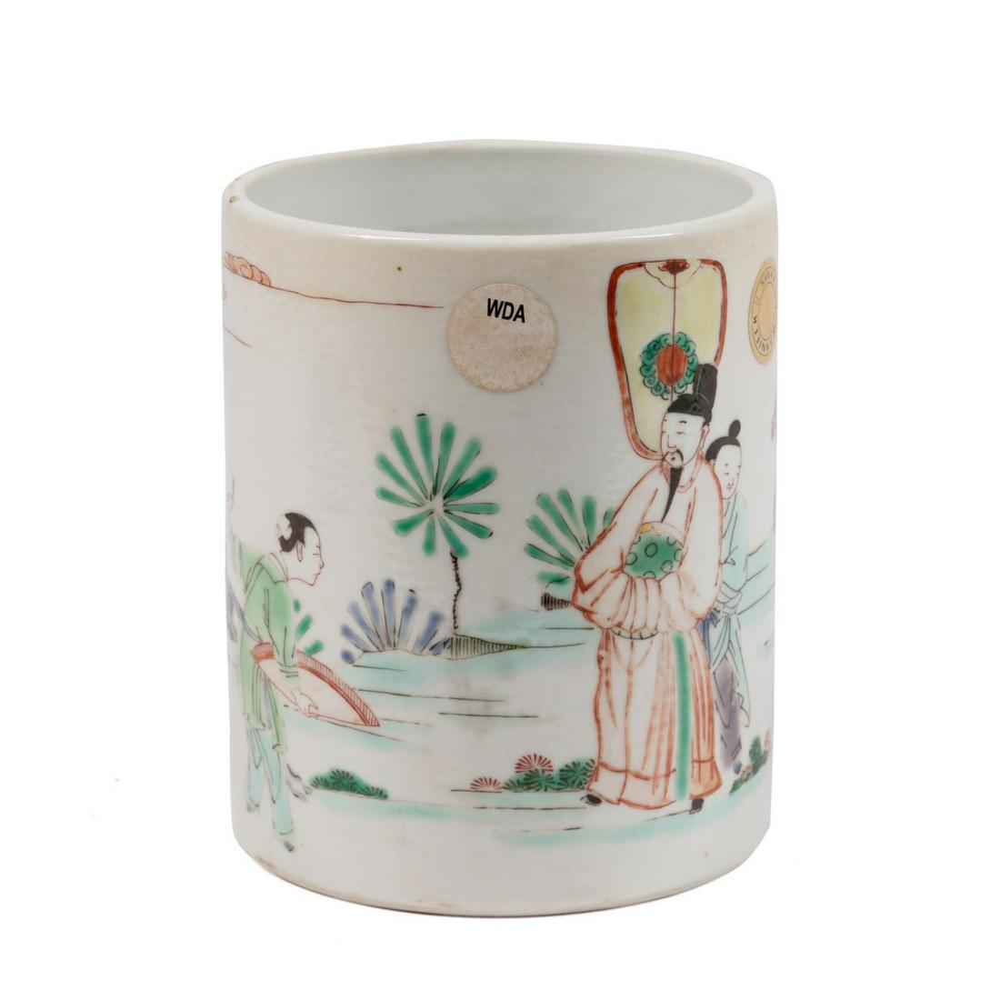 CHINESE FAMILLE ROSE CYLINDER BRUSH POT (1 of 8)
