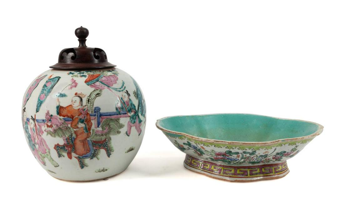 2PCS CHINESE FAMILE ROSE STONEWARE (1 of 10)