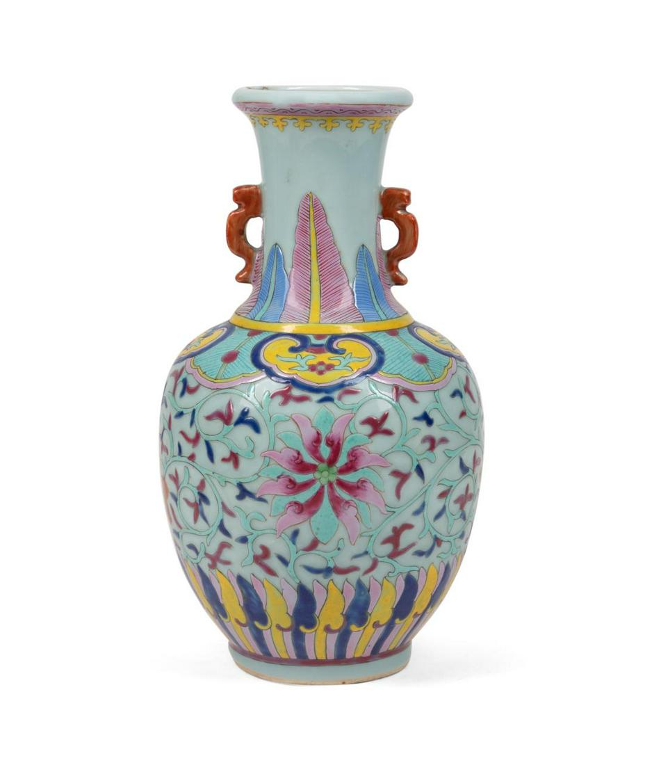 CHINESE CELADON GROUND BALUSTER VASE, MARKED (1 of 7)