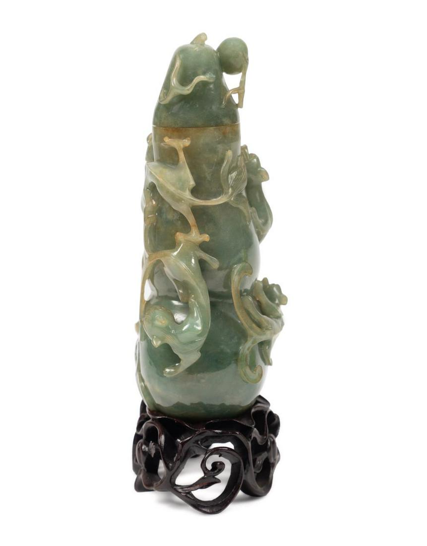CHINESE JADE DOUBLE GOURD BOTTLE, W/ STAND (1 of 6)