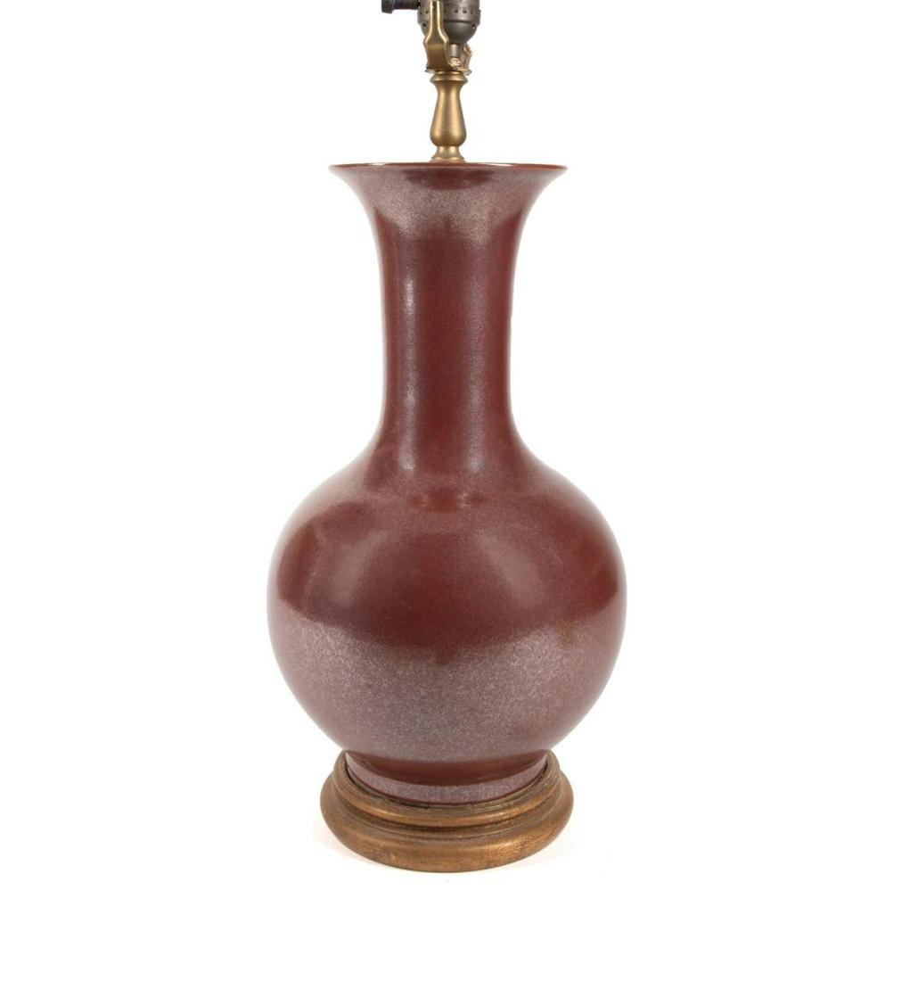 CHINESE TEA DUST GLAZE VASE MOUNTED AS A LAMP (1 of 5)