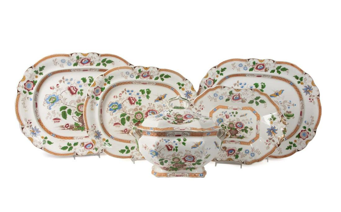 5PC ROBINSON, WOOD & BROWNFIELD TABLEWARE, C. 1838 (1 of 12)